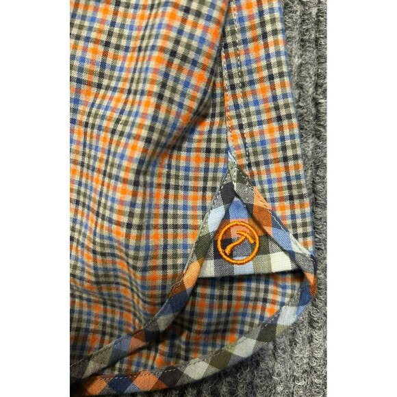 Hammer Made Mens Orange & Blue Plaid Button-Up Shirt Size 16/41 Tailored Fit - Picture 5 of 6